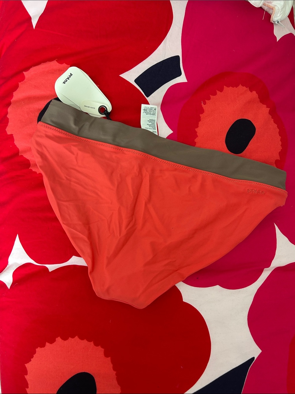 Prana Colorblock Bikini Bottom in Coral, Cream & Taupe - Picture 2 of 3